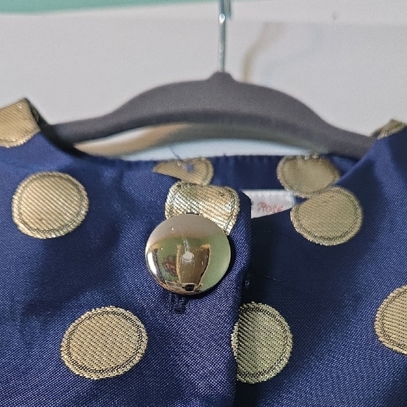 Sweet Heart Rose 9-12 M Navy with Gold Polka Dot Baby Dress w/ Matching Jacket - Picture 5 of 7